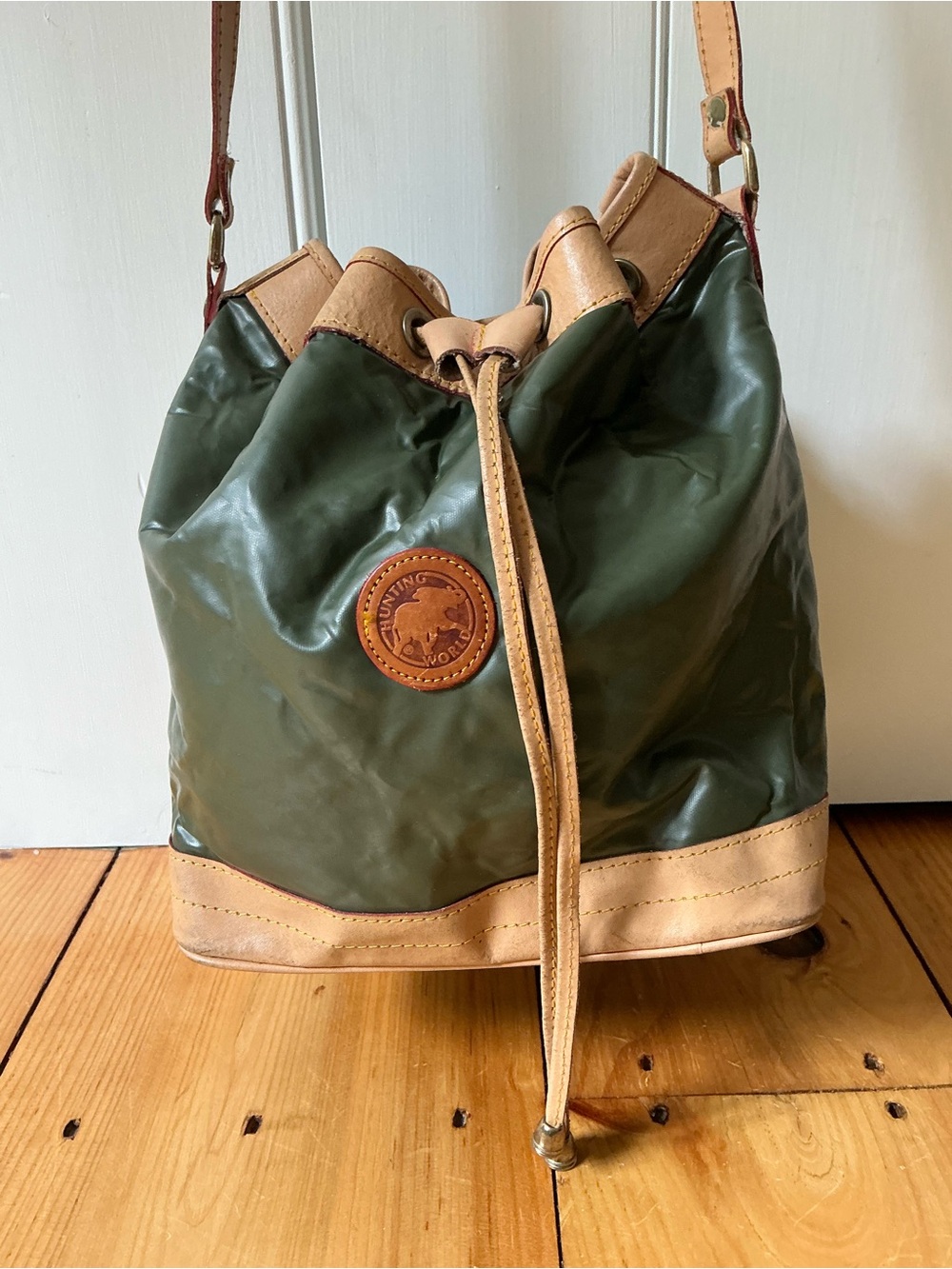 Rare Vintage 1990 Hunting World Green Bucket Bag Made in France